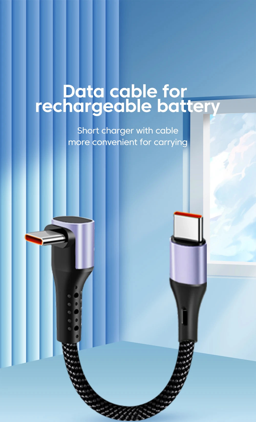 0.15/0.3M Short Cable 66W USB A/ USB C to Type C Fast Charging Cable Elbow Portable Power Bank Data USB C Cord For iPhone 15 16