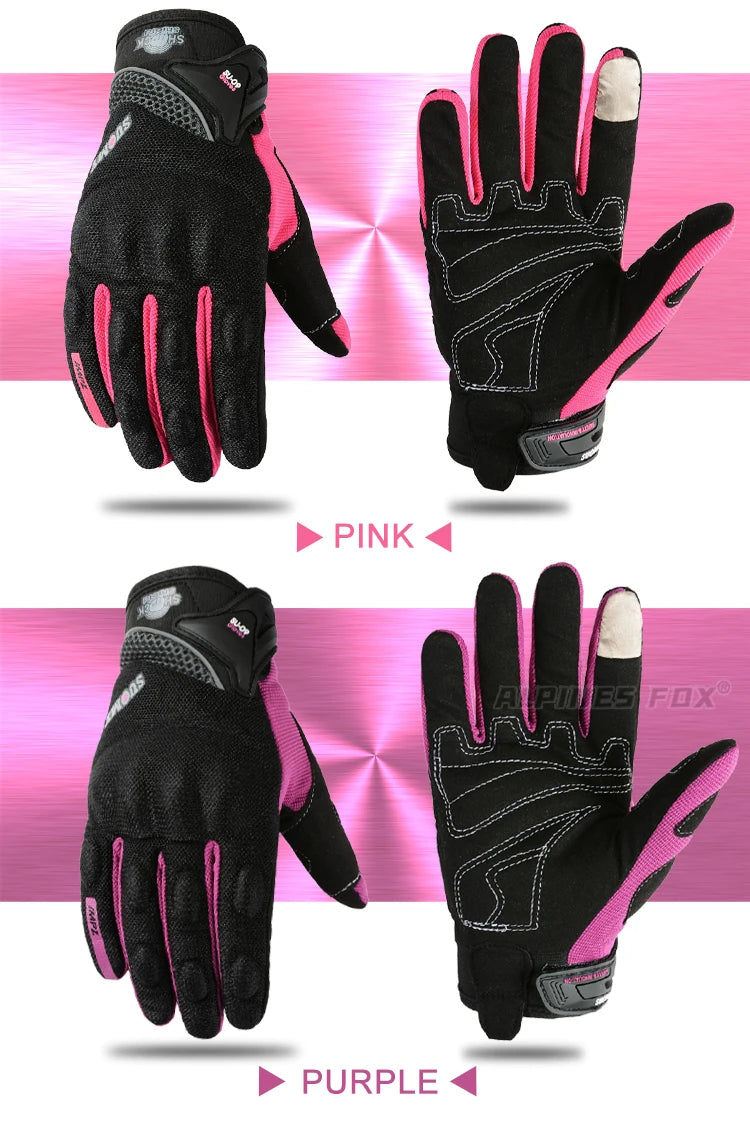 SUOMY Women Purple Motorcycle Gloves Touch Screen Full Finger Racing/Climbing/Cycling/Riding Sport Windproof Motocross Gloves