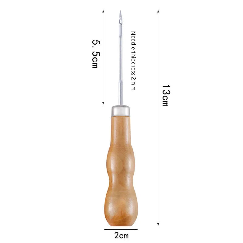 1PC/8PCS Awl Pricker Hole Maker Tool Punch Sewing Stitching Leather Craft Wooden Handle