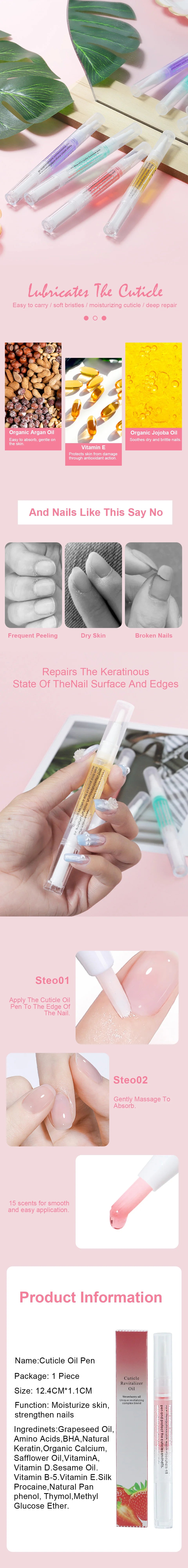 40PCS Nail Cuticle Oil Pen 15 Smell Nourishment Oil Pen Nail Treatment Revitalizer n Nourish Manicure Nail Care Product Set