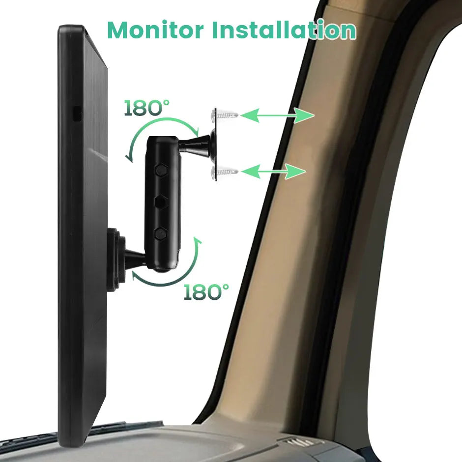 GreenYi BSD Radar Alarm Car DVR Video Recording 2 Channel AHD Side View Camera with Truck Buses 10.36 Inch Rear Mirror Monitor