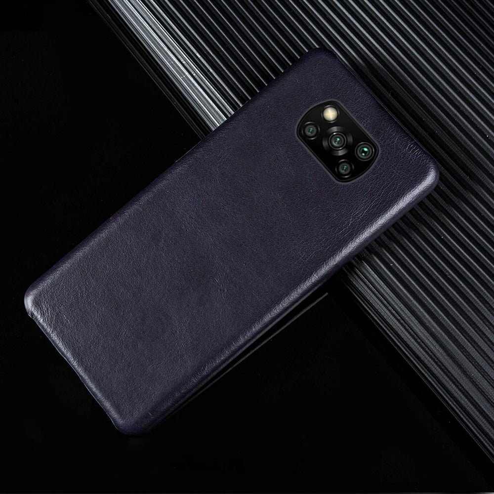 Genuine Leather Phone Case For Xiaomi Poco Series Cover Hand Made Oil Wax Pattern X3 X4 M3 M4 M5 F1 F2 F3 F3GT F4 F4GT C40 C50