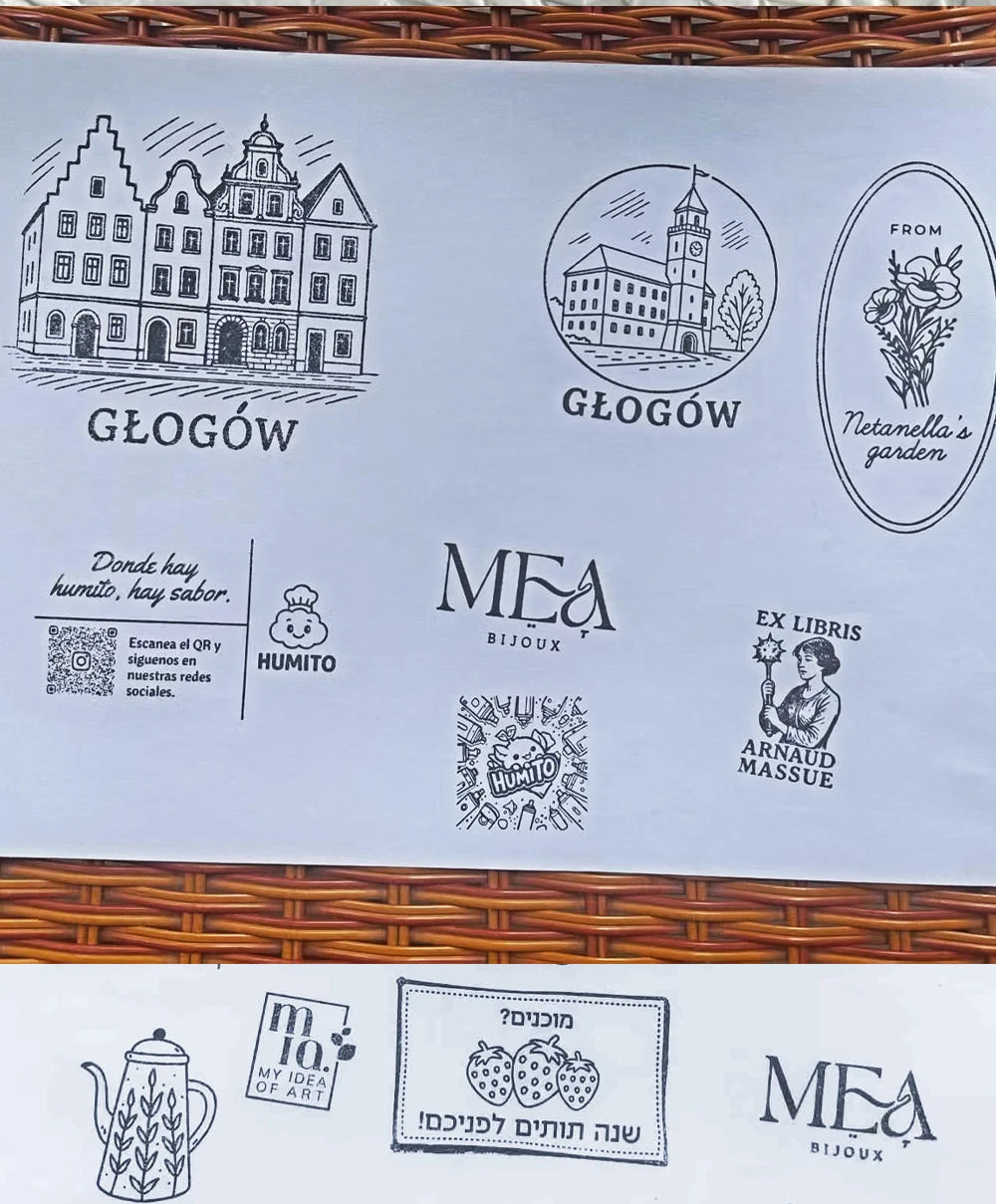 Custom Wooden Stamp Seal Personalized Logo Wedding Party Packaging Stamp Company Address&Name Self Inking Rubber Stamp Artwork