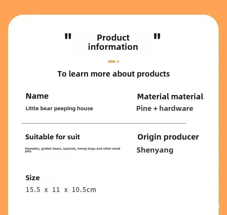 Hamster Voyeur Series Wooden Nest House Avoidance Observation House Cute Golden Bear Flower Branch Mouse Entertainment Intera