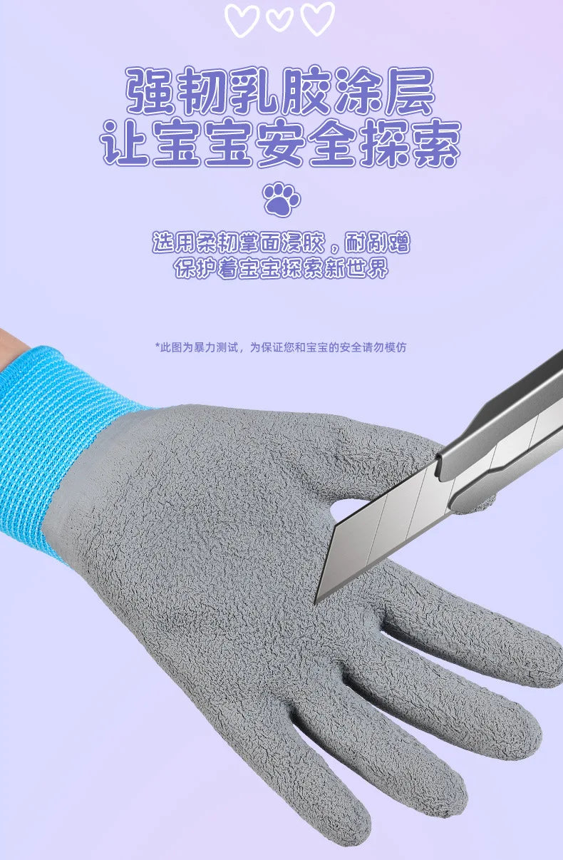 Kids Durable Waterproof Garden Work Gloves Non-Slip Children Safety Yard Work Gloves Portable Garden Supplies Gardening Gloves