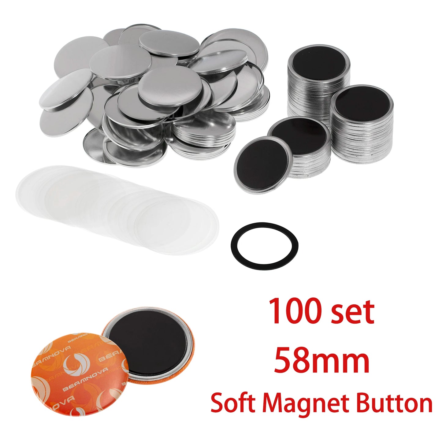 58mm 100set DIY Blank Pin Button Badge Material Whiteboard Fridge Magnets Mini Morror Making Parts Punch Press Machine Supplies