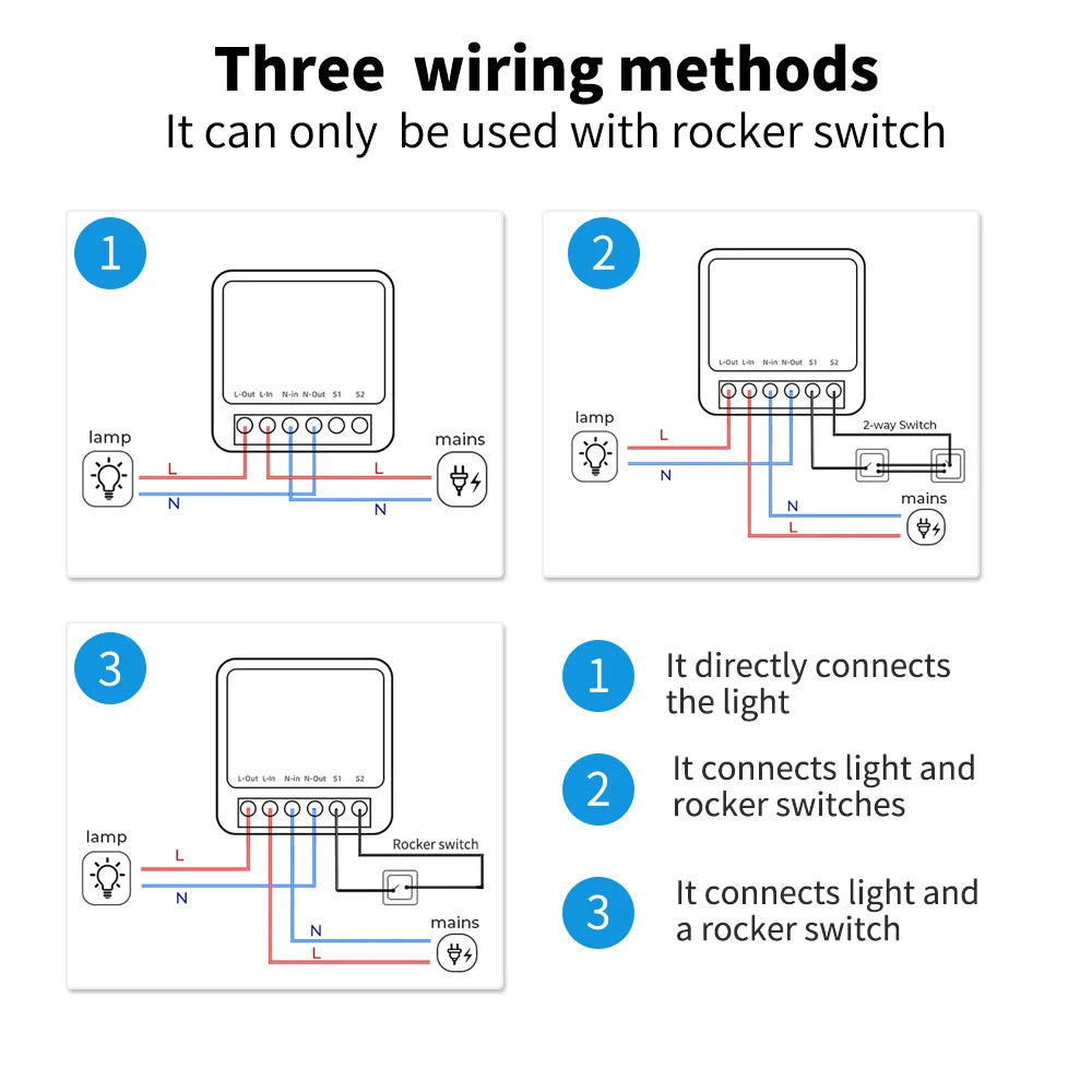 16A WiFi Smart Switch Home Mini AC100-240V DIY Switch APP Timer/Voice Control Module Relay Auto Breaker Works With Alexa Google