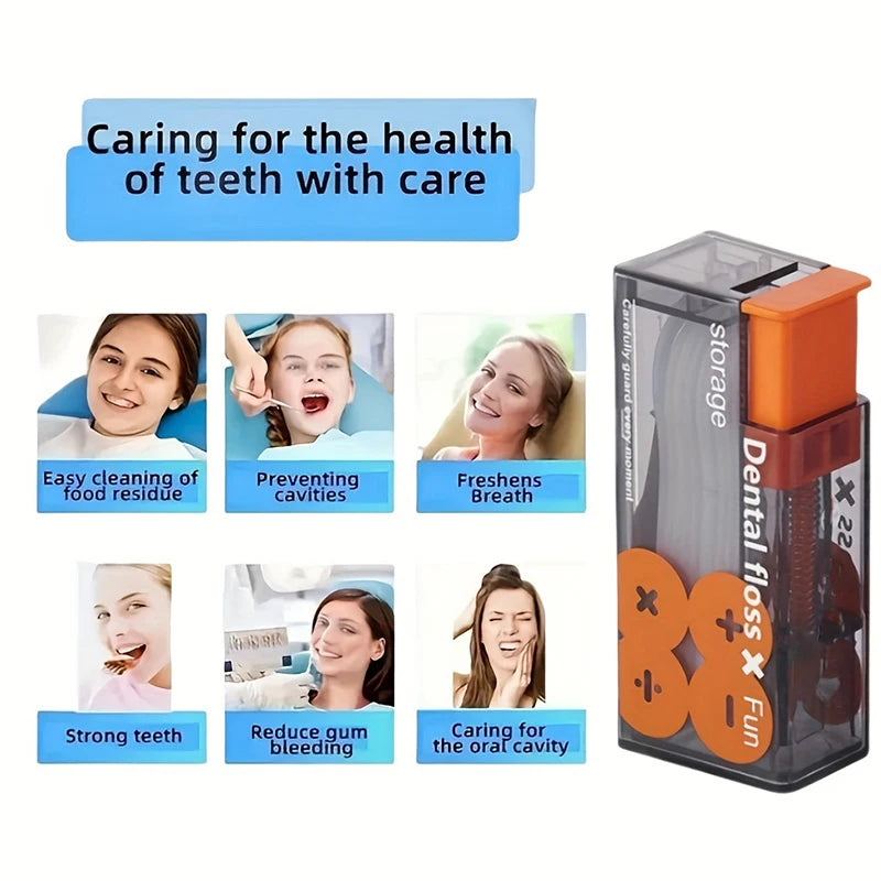 Mecha Wind Mirror Portable Floss Box Auto Pop Up 10pcs Mini Transparent Floss Stick Storage Box Oral Care Floss Organiser