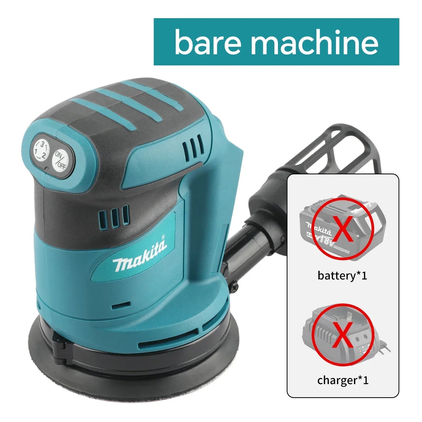 Makita Disc Sander DBO140/DBO180: 3 Speed Options, 125mm Abrasive, 11000 Max RPM, Dust Collection for Sanding & Polishing