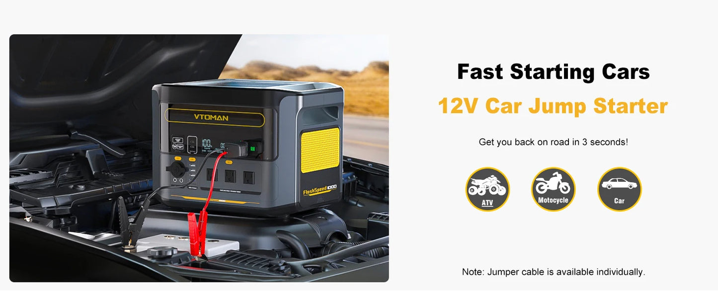 FlashSpeed 1000 Portable Power Station 2000W 828Wh LiFeP04 Battery For Outdoor Camping Tent Travel