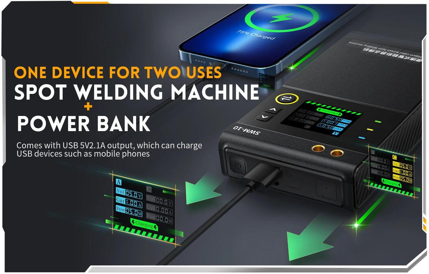 FNIRSI SWM-10 Portable Battery Spot Welder DIY Mini Welding Machine 18650 Battery Pack Welding Tool 5000mah Weldable 0.25mm