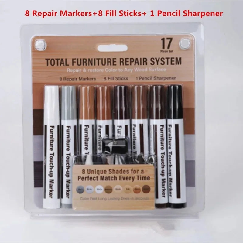 Furniture Repair Pen Wood Markers Wax Sticks Remover Scratches Filler Paint Restore Kit Wooden Cabinet Floors Tables Repair Tool