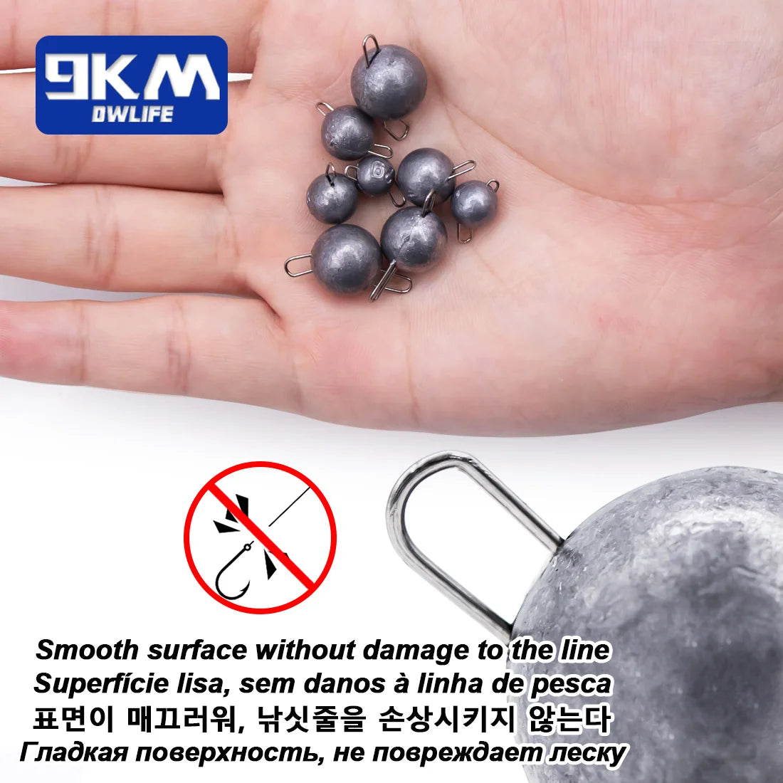 9KM 10Pcs Cheburashka Weights Cheb Ball Sinkers Hook Connector Freshwater