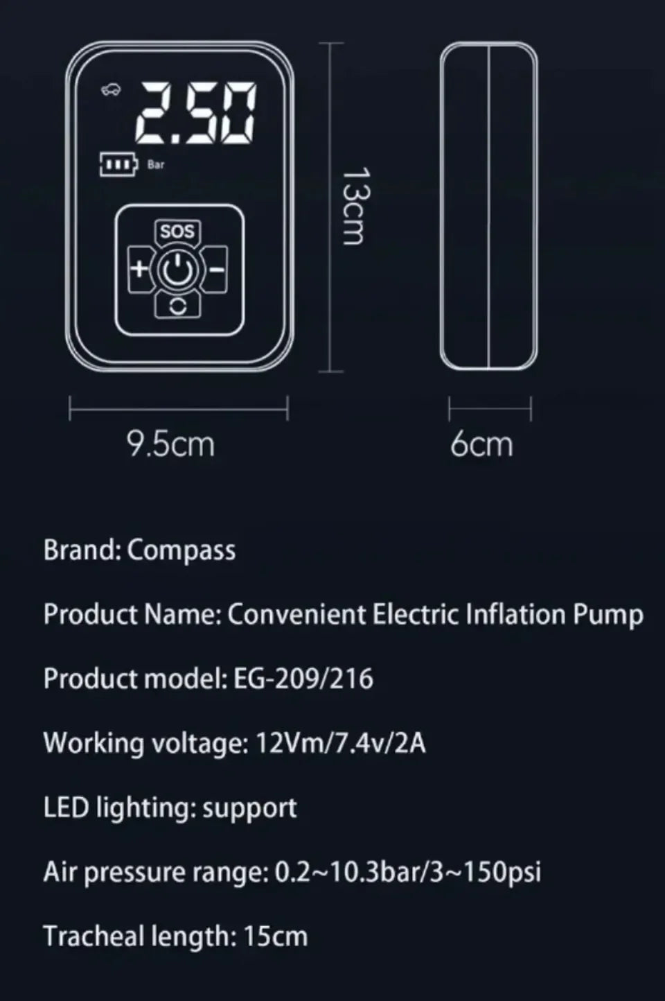 Portable Car Air Pump Wireless Intelligent Digital Display Tire Gases Machines Car Air Compressor Electric Tire Gases Machines