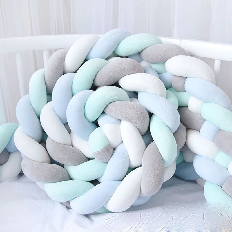 4 Shares 1M Baby Bumper Bed Braid Knot Pillow Baby Cot Bumper Kid’s Safety Bed Rails Decorative Baby Bed Baby Bed Bumper 2M