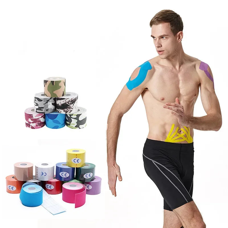 2.5cm*5m Sports Kinesiology Tape  Recovery Self Adherent Bandage Wraps Waterproof Cotton  Tapes for Muscle Pain Relief