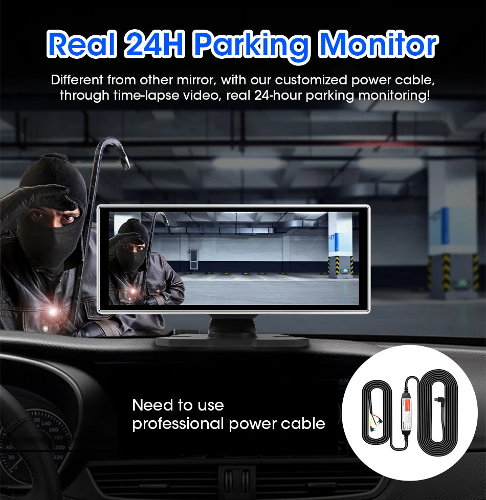 Vtopek 11.26'' Car DVR 4K Front Cam 1080P Rear Cam Touch Screen Wireless Carplay Android Auto Dual Recording Smart Car Player