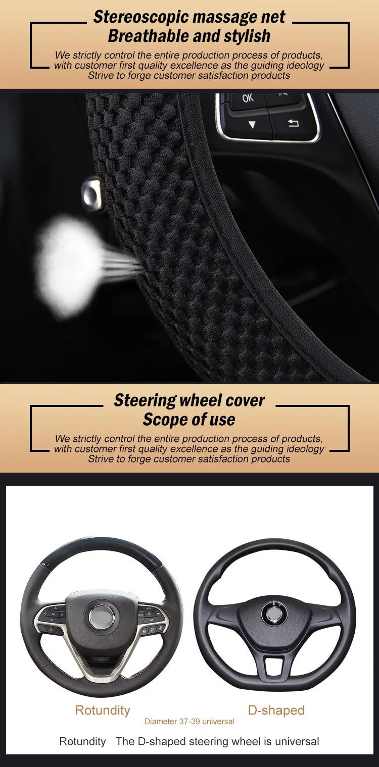 Universal Car Steering Wheel Cover Without Inner Ring Elastic For Nissan Versa Honda Civic 2008 Jimny Seat Leon Accessories