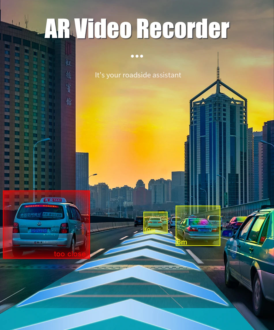 JMCQ USB ADAS Car DVR Dash For Android Auto Multimedia Player Front & Rear Dual Camera Loop Recording Motion Detection Cameras