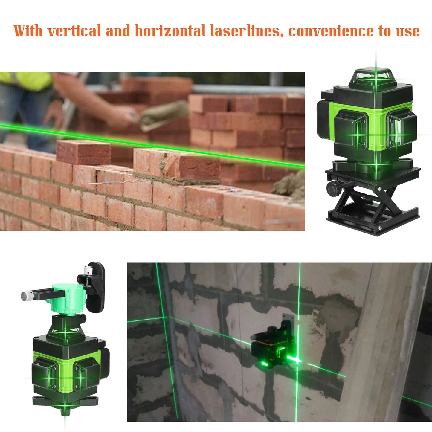 4D 16Lines Green Light High-precision Automatic Line-laying Stick To The Wall Laser Level Instrument Construction Tools