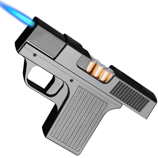 2025 New Clip Gun Butane Gas Lighter Three Capacity Cigarette Holder Windproof Blue Flame Lighter Men's Gift Smoke Accessories