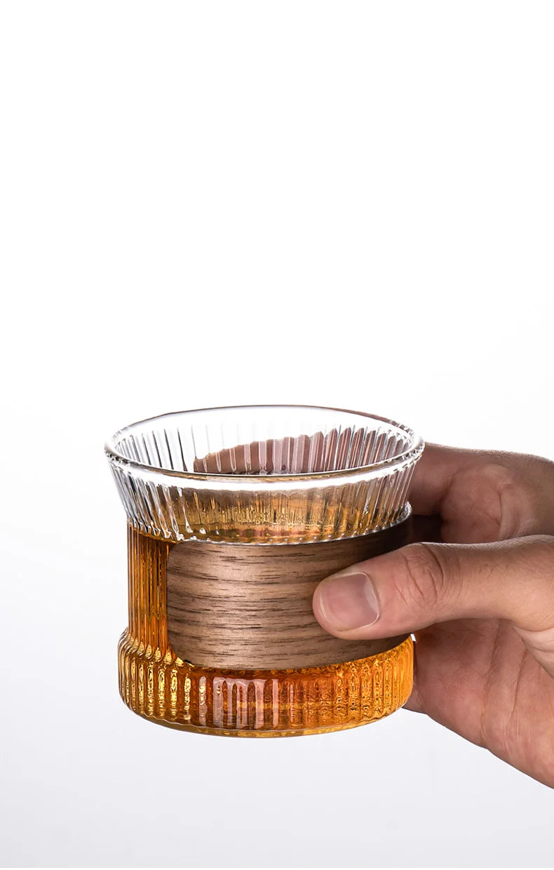 Gianxi Glass Coffee Mug Japanese Style  Walnut Cup SleeveTransparent Kawaii Cup Coffeeware Beautiful Tea Mugs Beer Mug Cute Mug