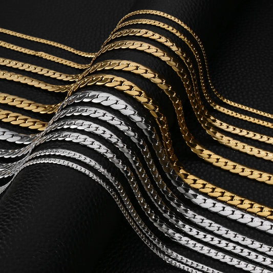 3-8MM Width Stainless Steel Chain Necklace For Men Women Gold Color High Quality Waterproof Choker Hip Hop Jewelry Gift
