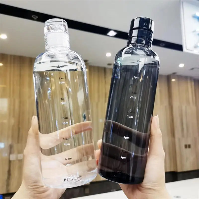 500/750ml Large Capacity Glass Water Bottle With Time Marker Cover For Water Drink Transparent Milk Juice Cup Simple Cup Gift