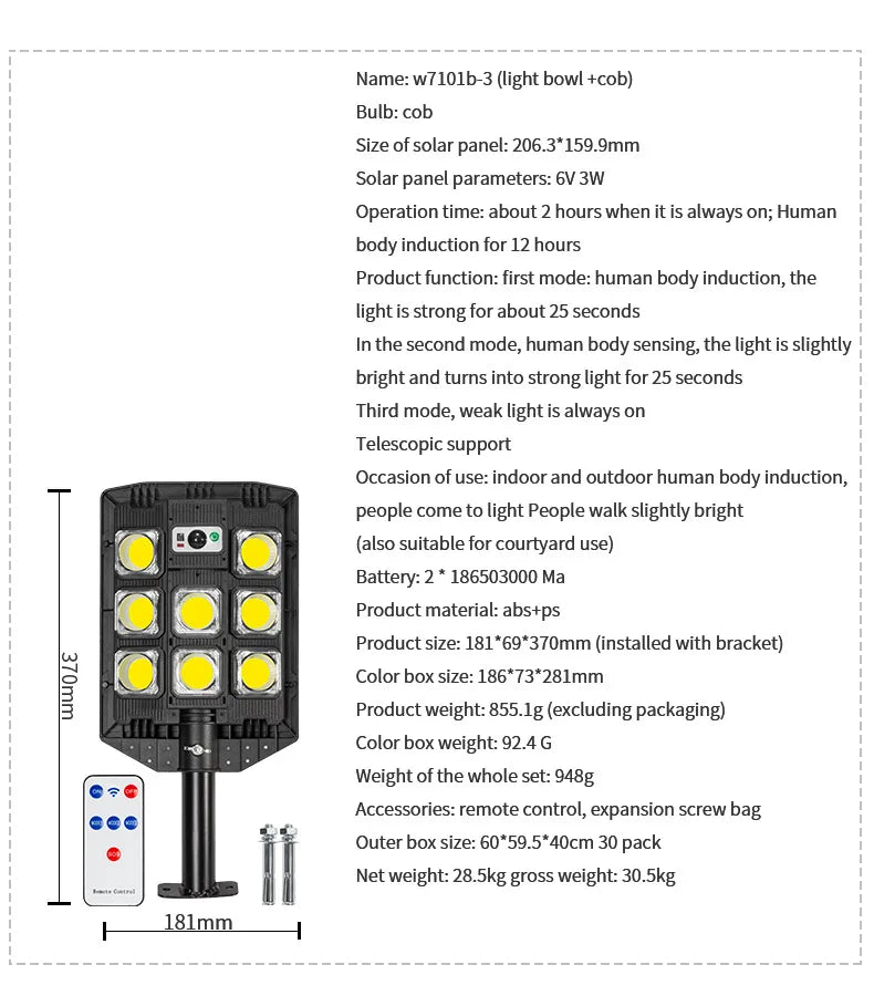 LED Solar Street Light Outdoor Waterproof LED For Garden Wall Adjustable Angle Solar Lamp Built-in Lithium Battery