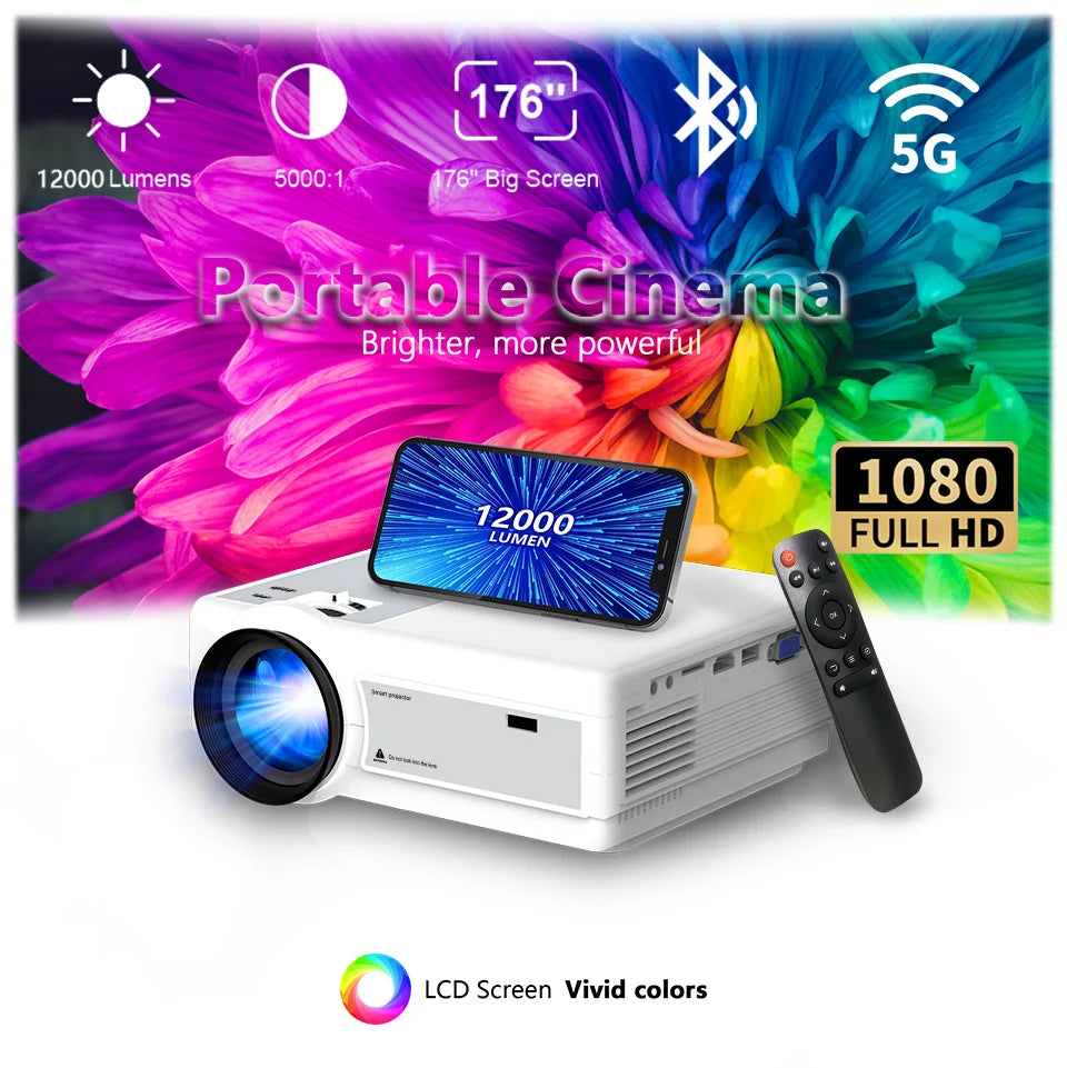 Global TFlag L36P Projector Full Hd 1080P 4K Wifi Mini LED Portable Projetor 2.4G 5G For Smartphone Video Home Office Camping