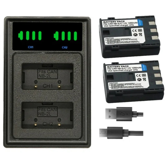 NB-2LH NB 2L 2LH NB-2L Battery + Charger 1850mah for Canon EOS Rebel XT XTi 350D 410D G7 G9 S70 S80 ZR500 ZR950 ZR960 HG10 HV40