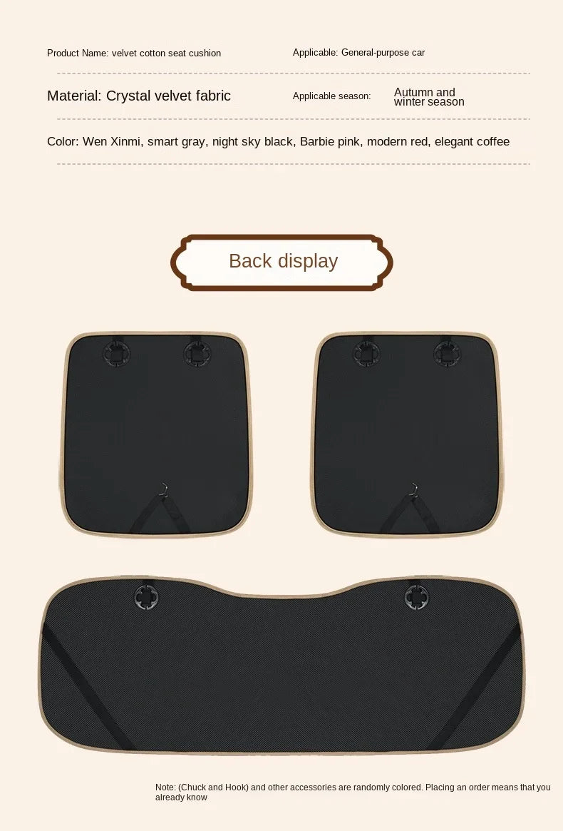 Winter Car Seat Cover with Back Pad Warm Slip-resistant Car Seat Cushion Chair Protector Universal for Suv Pick-Up Truck Sedan