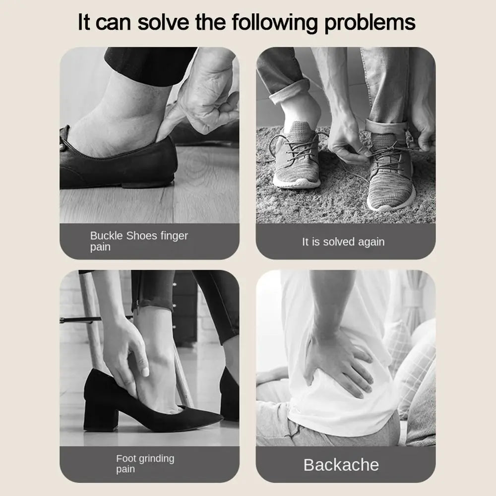 Portable Wooden Shoe Horn Easy On Off Long Handle Hanging Loop Without Bending Over Shoe Horn For Seniors Pregnant Women