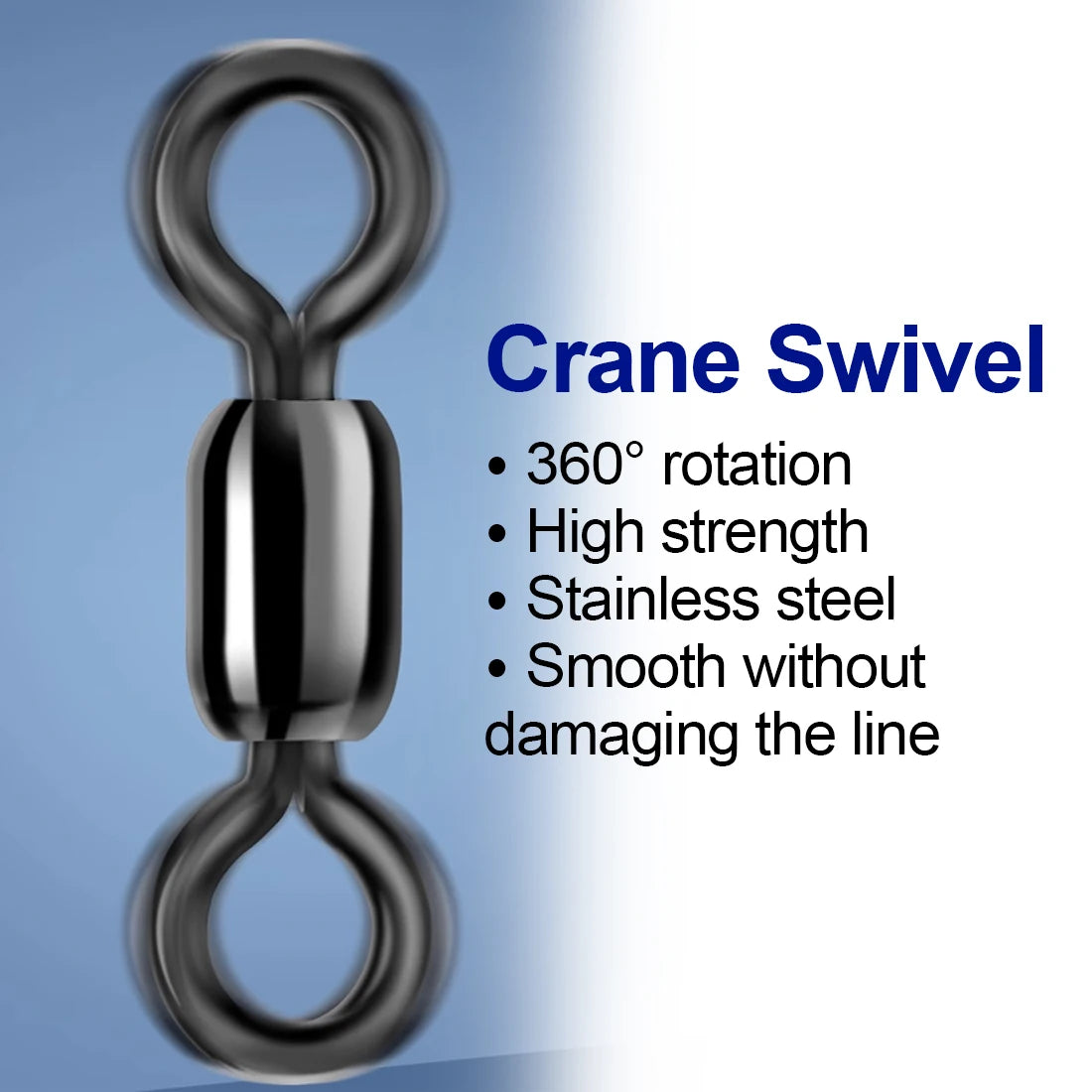 FishTrip 50Pcs Crane Swivels Rolling Swivels Stainless Steel Fishing Swivels Heavy Saltwater Fishing Tackles Black Nickel