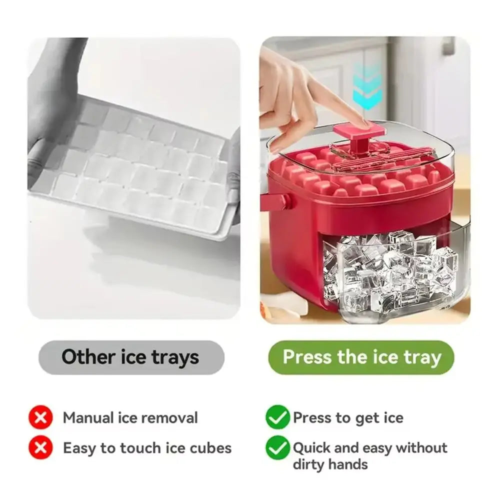 50-cube Ice Machine Large-capacity Double-layer Ice Cube Machine with Easy-to-press Lid Reusable Food Grade Ice Cube Mold