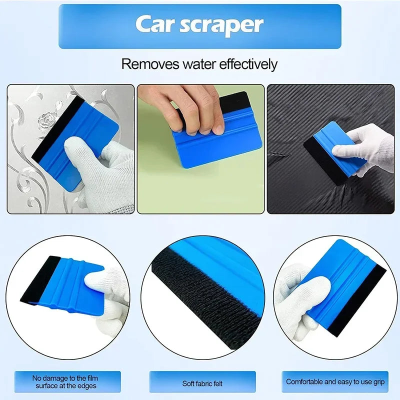 10pcs Car Stickers Film Install Squeegee Vinyl Carbon Fiber Scraper with Felt Squeegee Tool Film Wrapping Car Wrap Tools