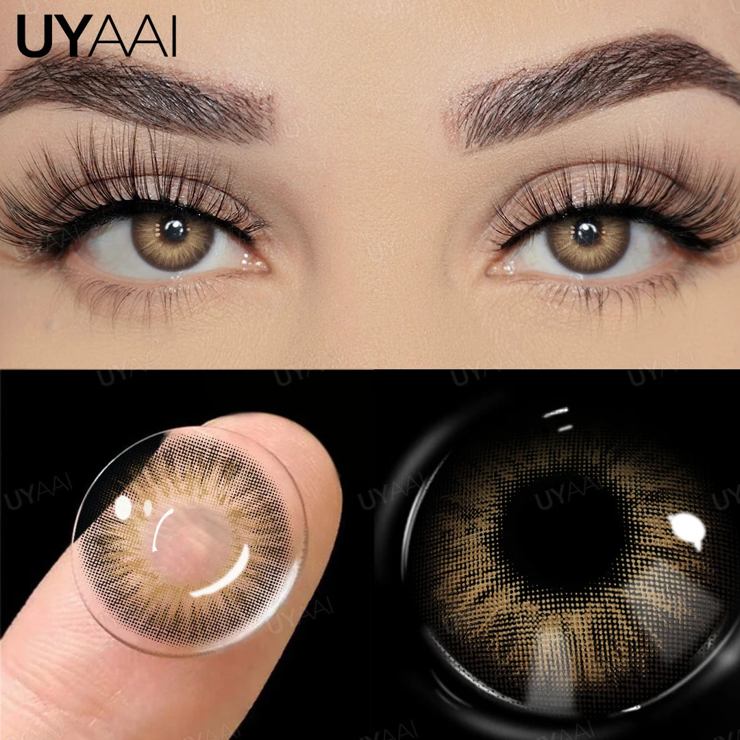 UYAAI 1 Pair Brown Natural Colored Eye Lenses Gray Fashion Lenses Blue Eye Lens Green High Quality Cosmetics Color Contacts