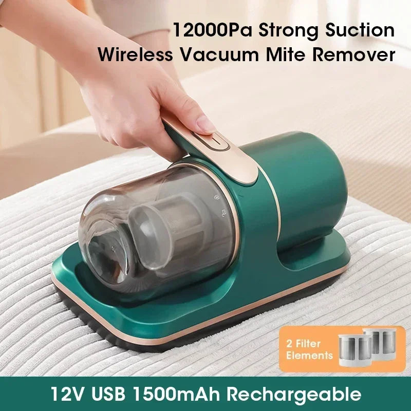 Wireless Mattress Vacuum Mite Remover Cordless Handheld Cleaner 12KPa Powerful Suction for Cleaning Bed Pillows Clothes Sofa