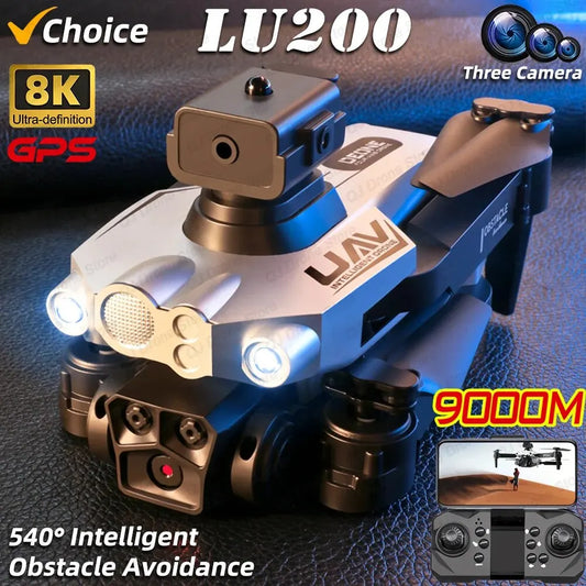 New LU200 PRO Drone 8K Professional 5G Wifi FPV Three Camera Optical Flow Localization 360° Obstacle Avoidance RC Quadcopter