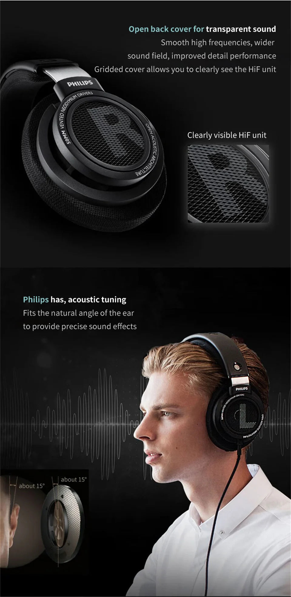 Philips SHP9500 Headphone HiFi Stereo Wired Earphone Computer Online Learning Earbuds Esports Game 3.5mm 6.3mm Universal Headset