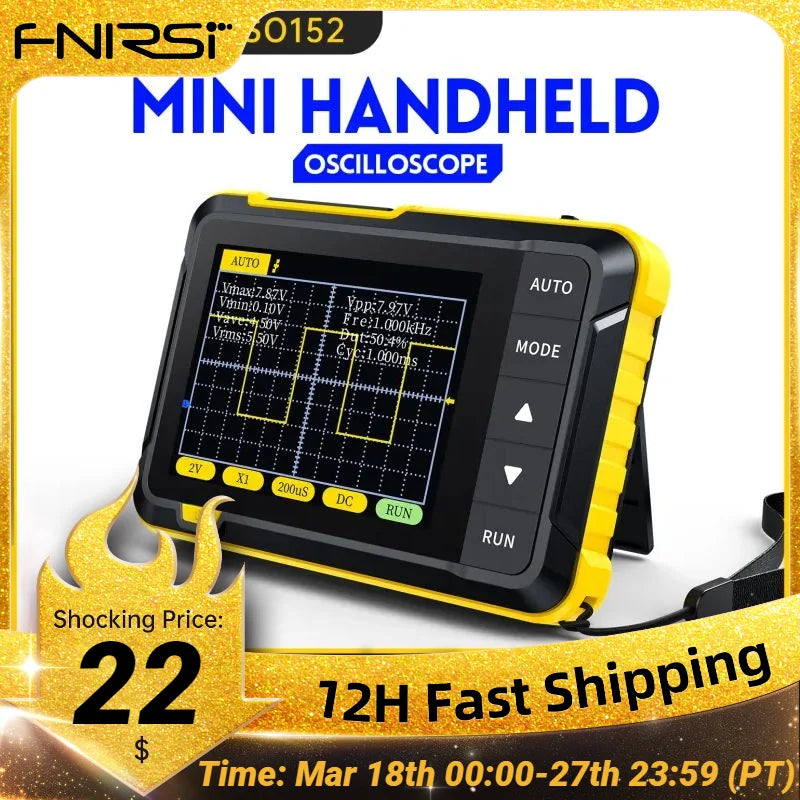 FNIRSI DSO152 Portable Mini Handled Digital Oscilloscope Auto 200KHz Bandwidth 2.5MSa/s Sampling Rate Electronics Repair Tools