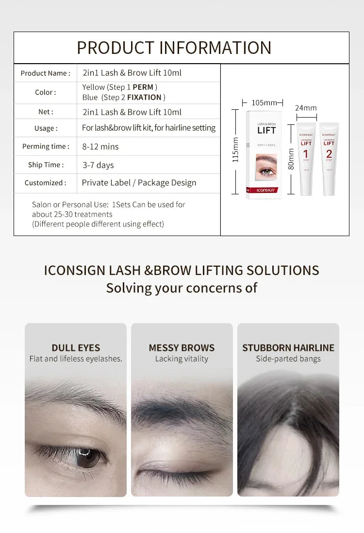 ICONSIGN 10ml Fix Perming Set Lash Eyebrow Lift Perm Fixation Tube Set Lotion 8-12 Minutes Lifting Eyes Makeup Tools