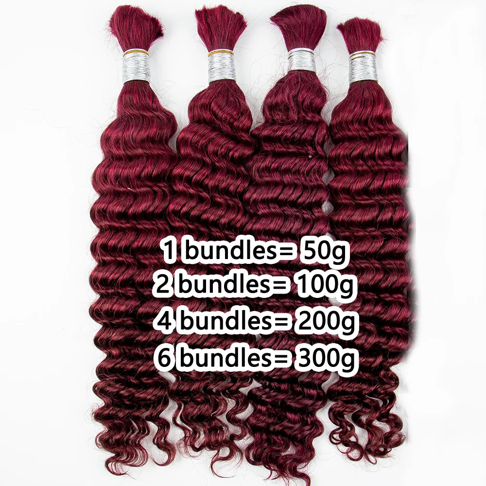 Boho Braids Human Hair Curly Bulk Hair For Braiding Burgundy No Weft Curly Hair Bundles Honey Blonde for Boho Braid Hair