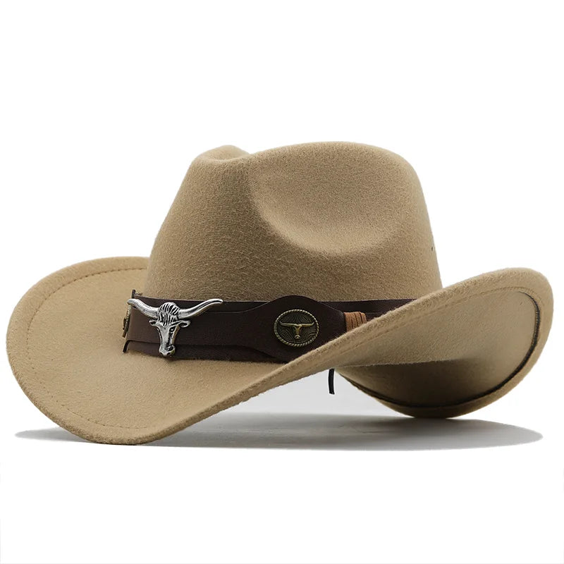 West cowboy hat Chapeu black wool man Wome hat Hombre Jazz hat Cowgirl large hat for men sombreros 56-58Cm