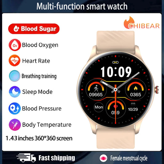 ChiBear ECG+PPG Smart Watch Women 1.43 HD Sreen Custom Dial IP68 Waterproof GPS Bluetooth Call Smartwatch Men For HUAWEI XIAOMI