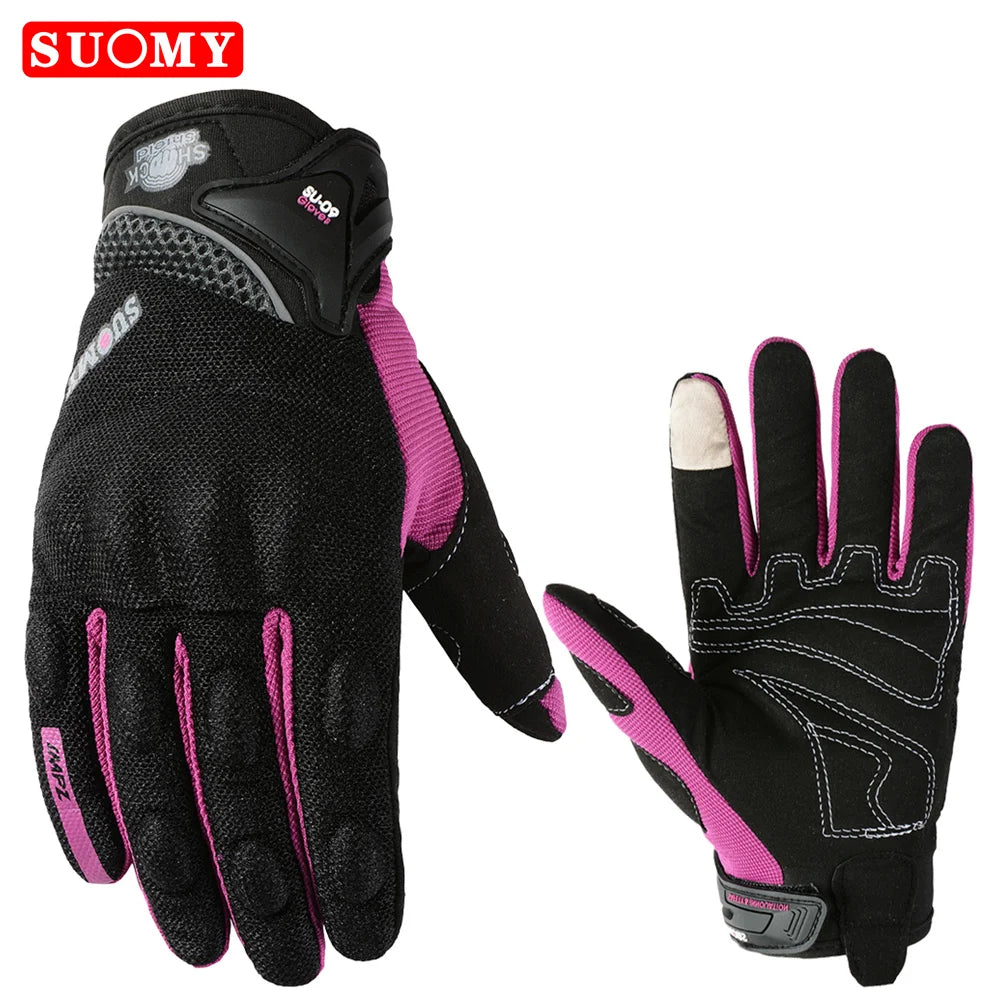 SUOMY Women Purple Motorcycle Gloves Touch Screen Full Finger Racing/Climbing/Cycling/Riding Sport Windproof Motocross Gloves