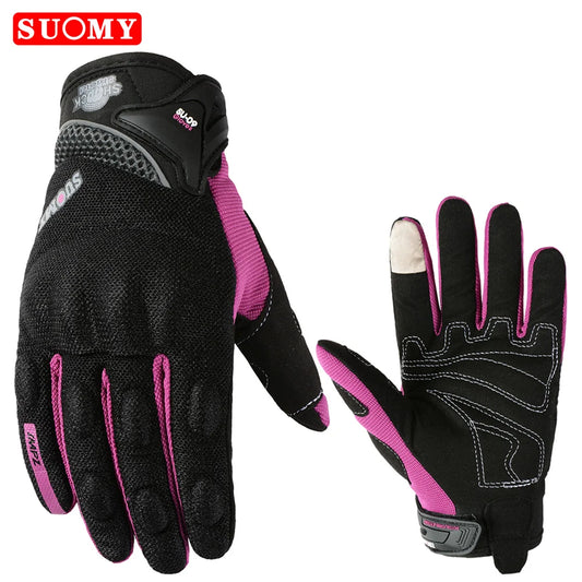 SUOMY Women Purple Motorcycle Gloves Touch Screen Full Finger Racing/Climbing/Cycling/Riding Sport Windproof Motocross Gloves