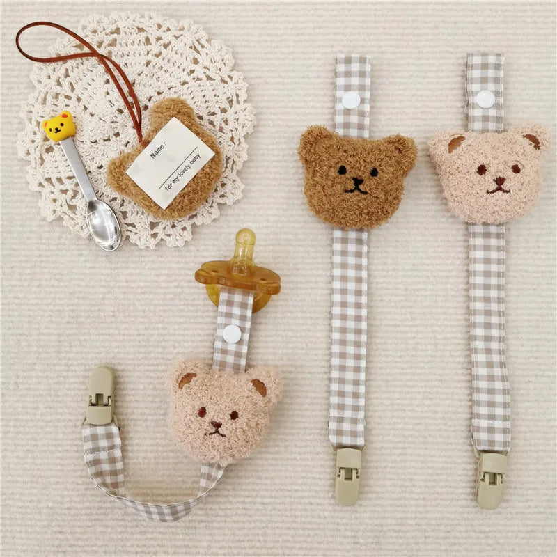 Cute Bear Baby Pacifier Clip Chain Dummy Holder Soother Pacifier Clips Strap Nipple Holder Infant Feeding Babies Accessories