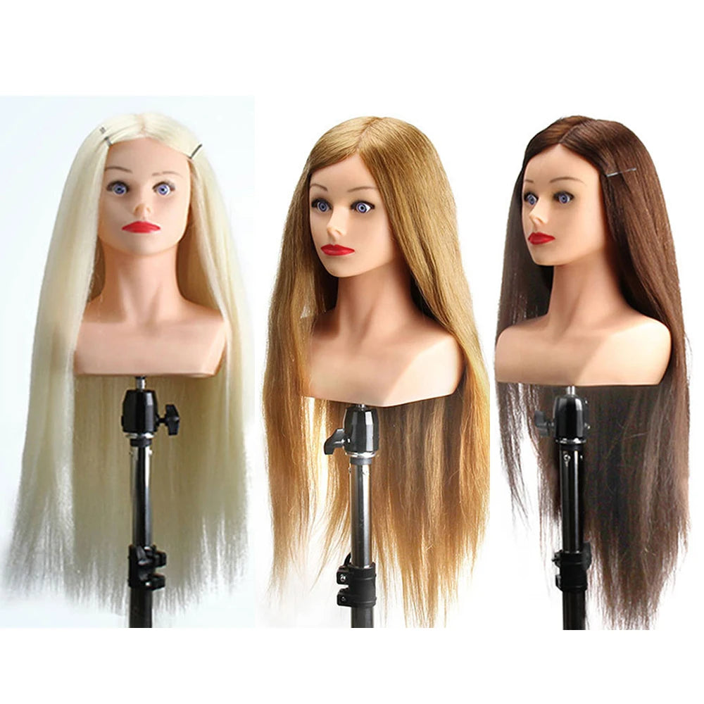 Training Head Wirh Shoulder 28inch Mannequin Head Professional Dolls Head For Cosmetology Manikin Salon Tools Brown Golden