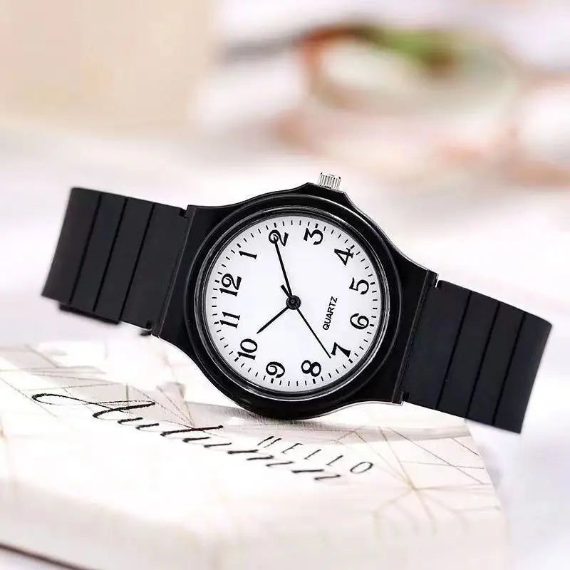 YIKAZE Exam Watch Silicone Strap Simple Women Watch Student Ladies Quartz Wristwatch Waterproof Round Small Dial for Women